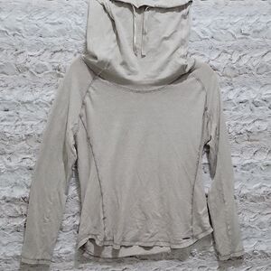 Gramicci Top Women's Sz S Beige Cowl Neck Long Sleeve  Cotton, Hemp, Surfercore